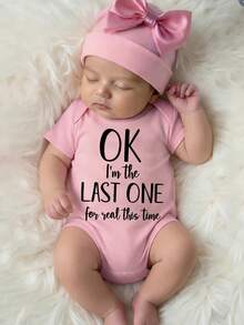 新生儿字母印花休闲日常连体衣 - 粉色 - 查看 1