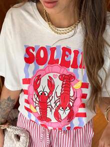 DrmWander Women's T-Shirt, Casual Street Style Graphic Short Sleeve T-Shirt, Cute Summer Top - White - View 3