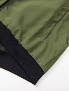 EGENSIO Men's Solid Color Patch Zipper Casual Long Sleeve Jacket - Olive Green - View 6