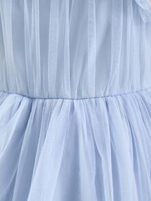 SHEIN Baby Blue Mesh Princess Dress, Minimalist Versatile, Suitable For Parties, Can Be Used As A Gift - Blue - View 7