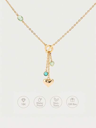 Glisma Women's Pendant Necklace,Premium/Old Money/Classy,18K Gold-Plated,Sexy/Vintage,For Mom/Women/Girl/Mother,Summer/Beach/Prom/Party,Layered/Gemstone/Beaded/Crystals,Charm/Chunky