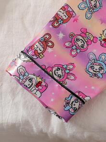 Conjunto de pijama con cuello de niña bebé con estampado de conejo lindo - Multicolor - Ver 5