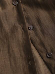 Sweetra 新款V领无袖系带下摆休闲优雅衬衫，轻盈百搭，适合女性办公室穿着，咖啡色，春夏款 - 卡其色 - 查看 5