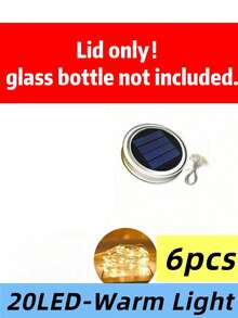 太阳能梅森罐盖灯串 太阳能碎玻璃球灯（仅含盖子）配件 LED铜线灯串（不含瓶子）户外庭院许愿灯 梅森罐装饰仙女灯盖 节日圣诞装饰 - 單色 - 查看 17