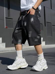 Manfinity EMRG Men's Casual Versatile Everyday Pocketed Denim Capri Pants - Black - View 5