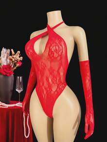 3pcs/Set Women's Sexy Bodystocking - Red - View 3