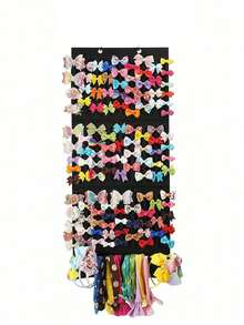 Large Women's Hair Accessory Storage Rack, Accessory Storage Bag, Headband Hair Clip Storage Hanging Rack, Headband Jewelry Storage Box, Wall Mounted Bag - Black - View 4