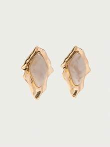 Glisma 女士耳环，高级/复古/优雅，18K镀金，性感/复古，适合妈妈/女士/女孩/母亲，夏季/海滩/舞会/派对，多层/宝石/串珠/水晶 - 金色-米色 - 查看 4