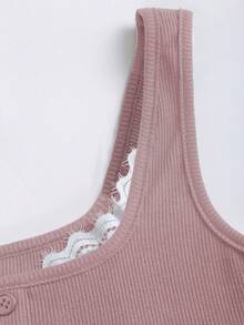 Sweetra Women's Casual Lace Patchwork Fitted Camisole For Summer - Pink - View 5