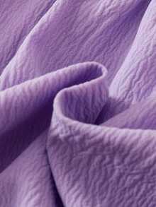Souflis Souflis Romper Tanpa Lengan Motif Bunga Bordir Kerah Ruffle Biru Kasual untuk Bayi Perempuan, Cocok untuk Beraktivitas di Luar Ruangan atau Pakaian Serbaguna yang Nyaman - Purple - View 5