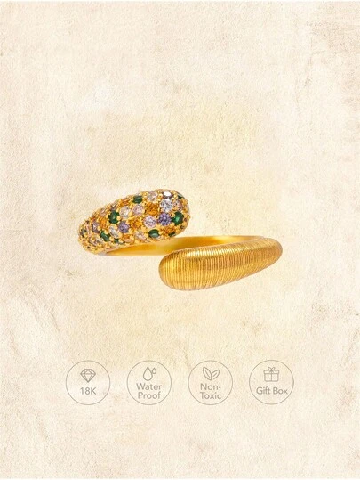 Glisma Women's Single Ring,Premium/Old Money/Classy,Sexy/Vintage,For Mom/Women/Girl/Mother,Summer/Beach/Prom/Party,18K Gold-Plated
