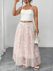 GlowEve CURVE 大码女式印花弹力腰半身裙 - 彩色 - 查看 4