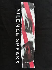 Manfinity LEGND Men's Letter Print Round Neck Short Sleeve Loungewear Top Black T-Shirt Black Graphic Tee Men - Black - View 5