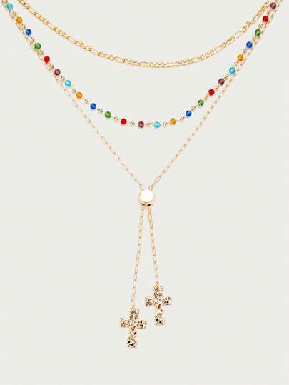 Glisma Women's Multi-Layered Necklace,Premium/Old Money/Classy,Sexy/Vintage,For Mom/Women/Girl/Mother,Summer/Beach/Prom/Party,Cross
