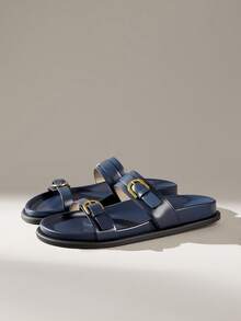 Solecia Women Shoes Women's Fashion L Blue Comfort Flat Beach Sandals Women's Flat Sandals Summer - Blue - View 2