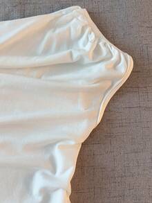 Glimmora Women's Summer New Casual Sexy Off-Shoulder Ruched Bodysuit - White - View 5