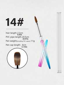 Bút vẽ móng nghệ thuật đầu tròn bằng lông chồn và cọ khắc móng bằng kim loại. - Màu xanh bột Gradient - Xem 17