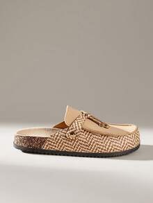 Solecia Women's Striped Casual Slip-On Loafers - Apricot - View 1