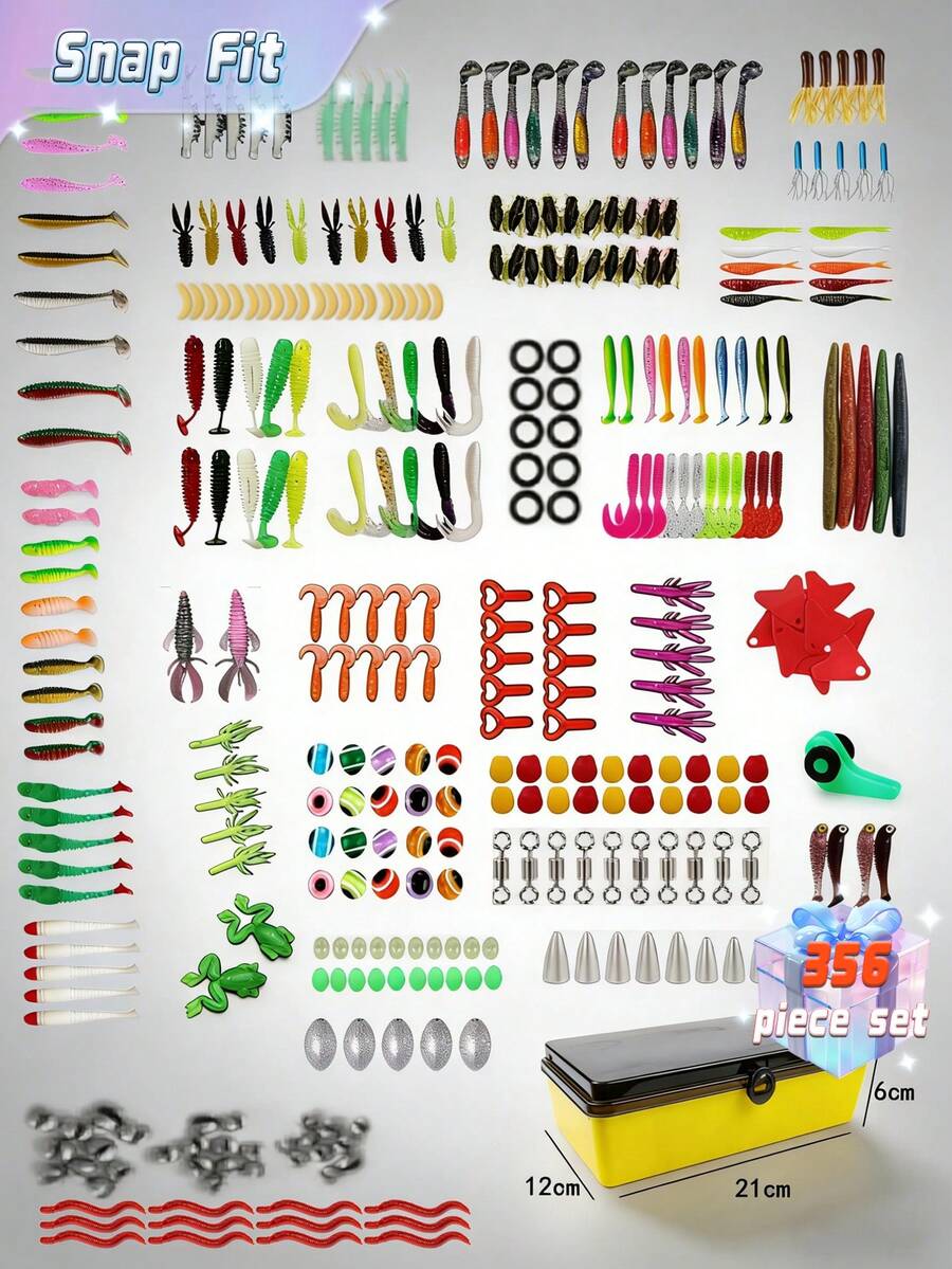 Bộ mồi câu cá hồi/cá nhồng/cá rô 356 món, dụng cụ câu cá nhiều lớp, thiết bị chuyên nghiệp, hộp tai mềm, phù hợp với mọi tầng nước, có thể sử dụng cả trong nước ngọt và nước mặn. - Nhiều màu - Xem 1
