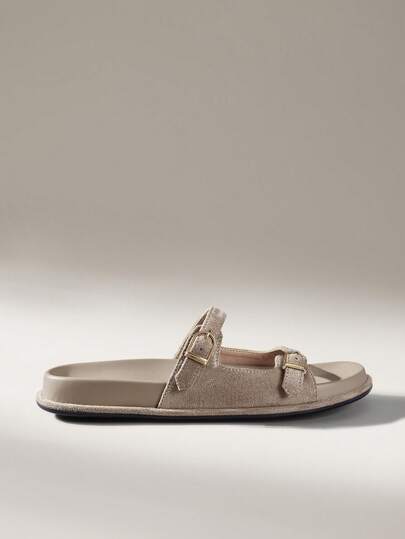 Solecia Women's Vintage-Style Gray Casual/Leisure/Beach Shoes, Versatile, Can Be Worn Outside, Featuring A Single Strap And Sandals.