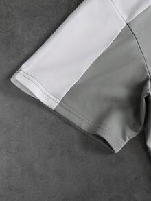 SLATEMANN Bộ đồ nam thường ngày gồm áo thun ngắn tay cổ tròn phối màu tương phản và quần short cạp chun, thích hợp cho mùa hè. - Nhiều màu - Xem 4
