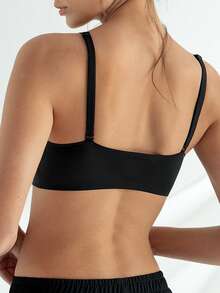 DesireSculpt 1 chiếc áo ngực không đường may dành cho nữ, áo ngực có đệm mút mềm mại, nâng đỡ tốt, áo ngực tối giản màu trơn với lớp lót cúp, thoải mái. - màu đen - Xem 2