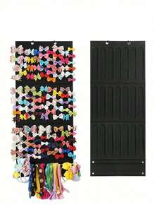 Large Women's Hair Accessory Storage Rack, Accessory Storage Bag, Headband Hair Clip Storage Hanging Rack, Headband Jewelry Storage Box, Wall Mounted Bag - Black - View 2