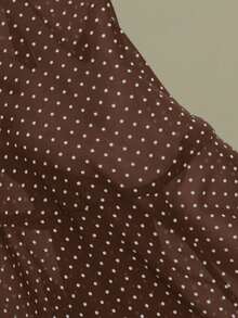 Aveloria Modichic Minimalist French Elegant All-Match Brown And White Polka Dot Chiffon Sheer Collar Long Sleeve Blouse, Suitable For Teachers' Day, Autumn Office - Coffee Brown - View 8