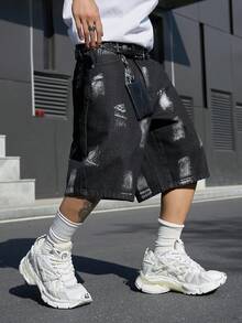 Manfinity EMRG Men's Casual Versatile Everyday Pocketed Denim Capri Pants - Black - View 3