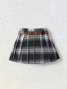 SHEIN 少女編織格紋休閒裙 - 彩色 - 查看 4
