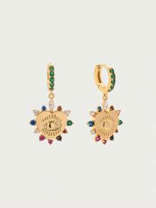 Glisma 女士耳环，高级/复古/优雅/性感/怀旧，适合妈妈/女士/女孩/母亲，夏季/海滩/舞会/派对，18K镀金，心形 - 金色 - 查看 4