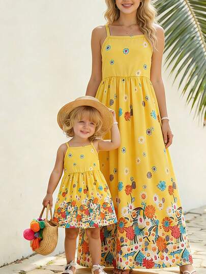 Vestido casual sin mangas con estampado floral para niñas bebé en verano