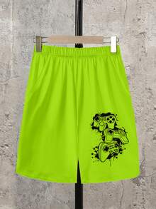 2pcs/Set Kaos Lengan Pendek Kerah Bulat untuk Remaja Laki-laki + Celana Pendek dengan Saku - MultiWarna - View 7