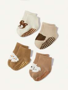 Cozy Pixies 6 đôi tất trẻ em họa tiết động vật hoạt hình, thích hợp cho trẻ sơ sinh tập bò, tất đi trong nhà. - Nhiều màu - Xem 4