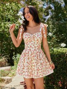 KARISMINA Women's Casual Ditsy Floral Jumpsuit Dresses Yellow Floral Dress For Women Yelloe Dress Floral Dress For Women Woman Dress - Multicolor - View 2