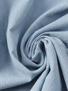 SHEIN LUNE Plus Size Women Floral Embroidery Pattern Round Neck Casual Versatile Daily Wear Shirt - Baby Blue - View 5