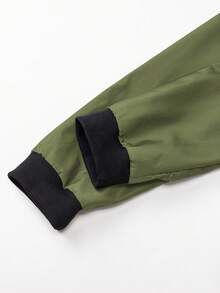 EGENSIO Men's Solid Color Patch Zipper Casual Long Sleeve Jacket - Olive Green - View 4