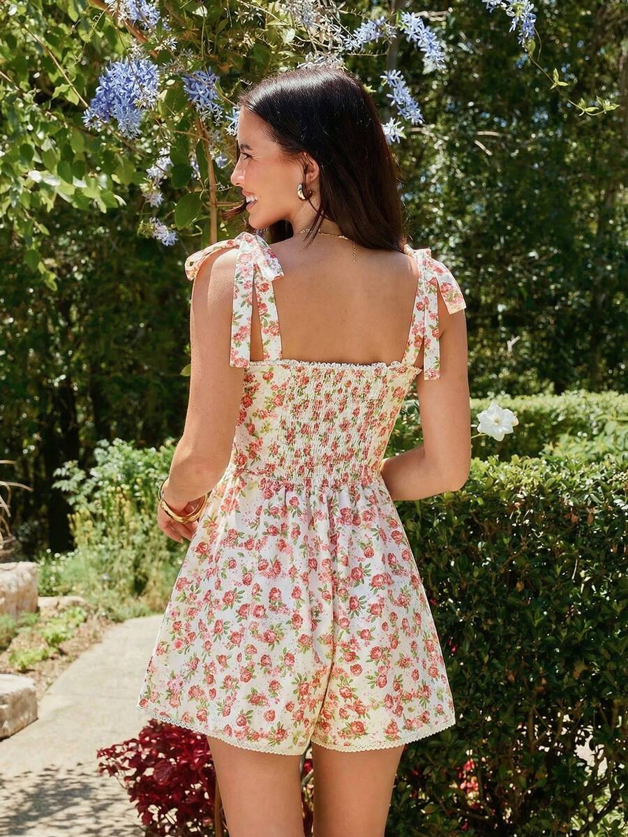 KARISMINA Women's Casual Ditsy Floral Jumpsuit Dresses Yellow Floral Dress For Women Yelloe Dress Floral Dress For Women Woman Dress - Multicolor - View 1