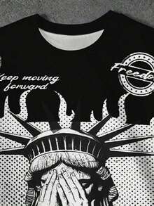 Manfinity Dauomo Men's Casual Colorblock Sculptural Print T-Shirt, Summer - Multicolor - View 3