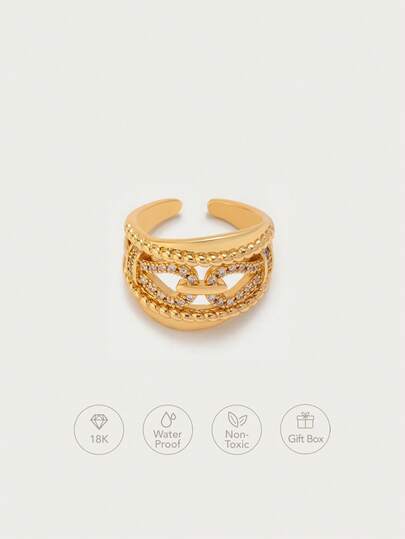Glisma Women's Single Ring,Premium/Old Money/Classy,Sexy/Vintage,For Mom/Women/Girl/Mother,Summer/Beach/Prom/Party,18K Gold-Plated