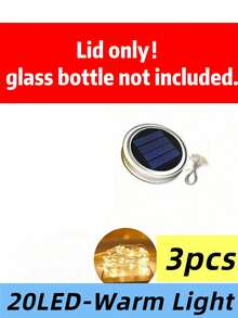 太阳能梅森罐盖灯串 太阳能碎玻璃球灯（仅含盖子）配件 LED铜线灯串（不含瓶子）户外庭院许愿灯 梅森罐装饰仙女灯盖 节日圣诞装饰 - 單色 - 查看 20