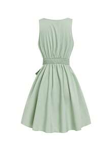Elenzga Women's Elegant Sleeveless Commuter Dress For Summer - Mint Green - View 4
