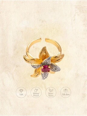 Glisma Women's Single Ring,Premium/Old Money/Classy,Sexy/Vintage,For Mom/Women/Girl/Mother,Summer/Beach/Prom/Party,18K Gold-Plated