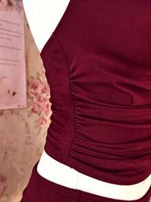 INAWLY Bộ đồ hai mảnh gồm áo hai dây và chân váy ngắn dành cho nữ, gợi cảm cho những buổi hẹn hò. - Màu Đỏ Sâu - Xem 6