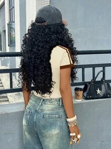 Rovax Camiseta corta de mujer de cuello redondo, manga corta, casual y ajustada con estampado numérico - Amarillo - Ver 2