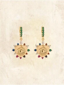 Glisma 女士耳环，高级/复古/优雅/性感/怀旧，适合妈妈/女士/女孩/母亲，夏季/海滩/舞会/派对，18K镀金，心形 - 金色 - 查看 1