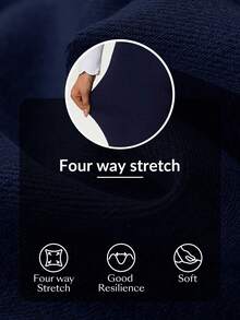 Flexra Women's Casual Straight Stretch Denim Flare Pants - Navy Blue - View 8