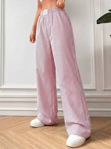CovetEZ 2026 Spring Women's Red Striped Woven Pants - Red - View 4