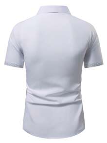 Manfinity Mode Graphic Print Front Button Casual Short Sleeve Shirt - White - View 2