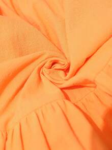 Vivid Eden Orange Spaghetti Strap Backless Hollow Out Ruffle Hem Mini Dress, Vacation, Summer Outfit, Daily Wear - Orange - View 7